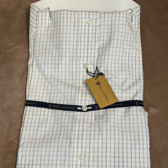 New Henry Jacobson dress shirt. 15 1/2" neck, 34/35" sleeve, barrel cuff - Picture 3 of 3